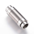 304 Stainless Steel Magnetic Clasps with Glue-in Ends, Frosted/24x9mm