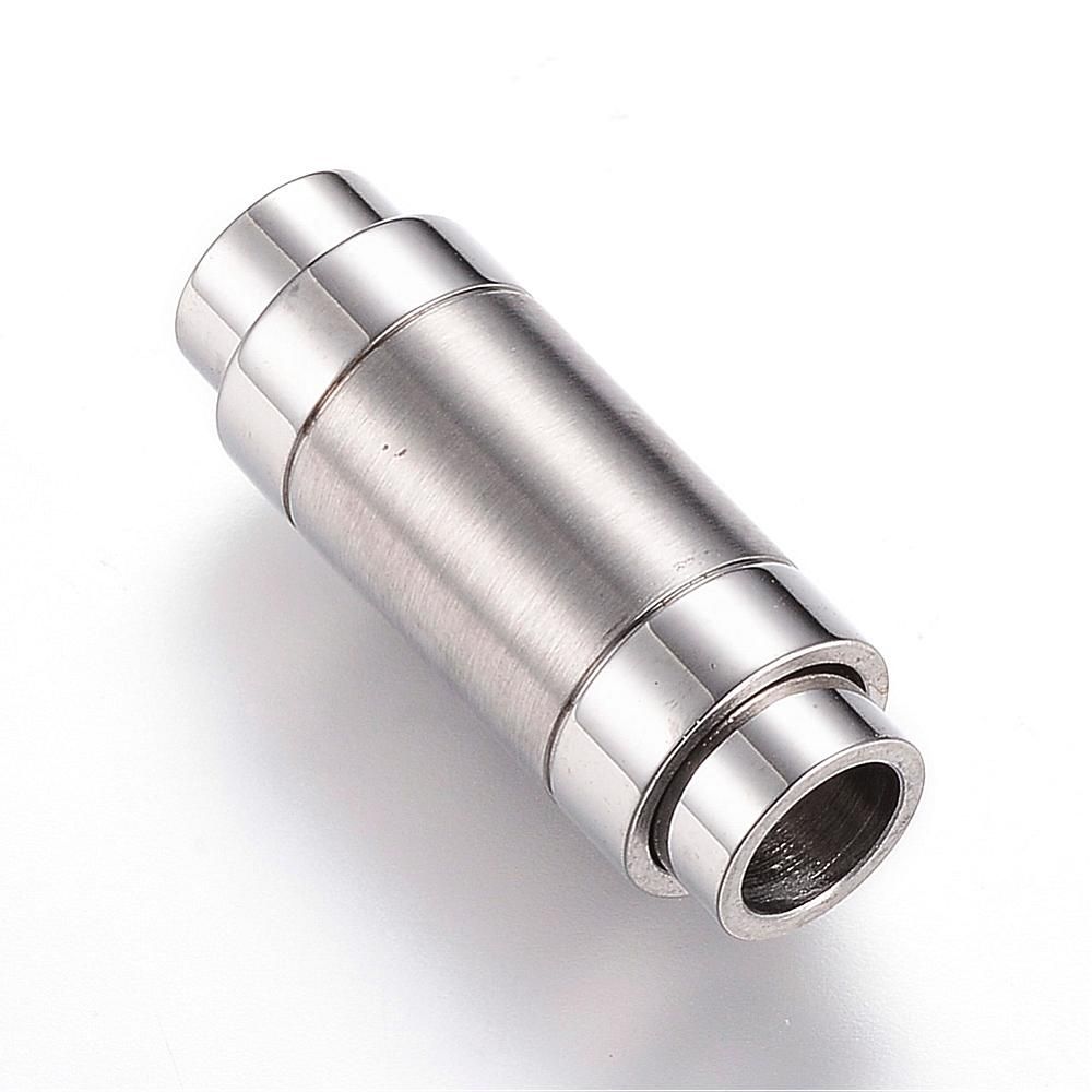304 Stainless Steel Magnetic Clasps with Glue-in Ends, Frosted/24x9mm