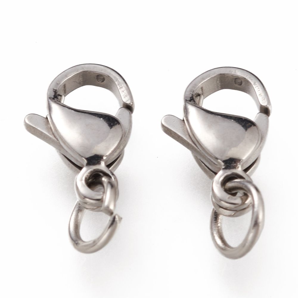 304 Stainless Steel Lobster Claw Clasps with 201 Stainless Steel Jump Ring