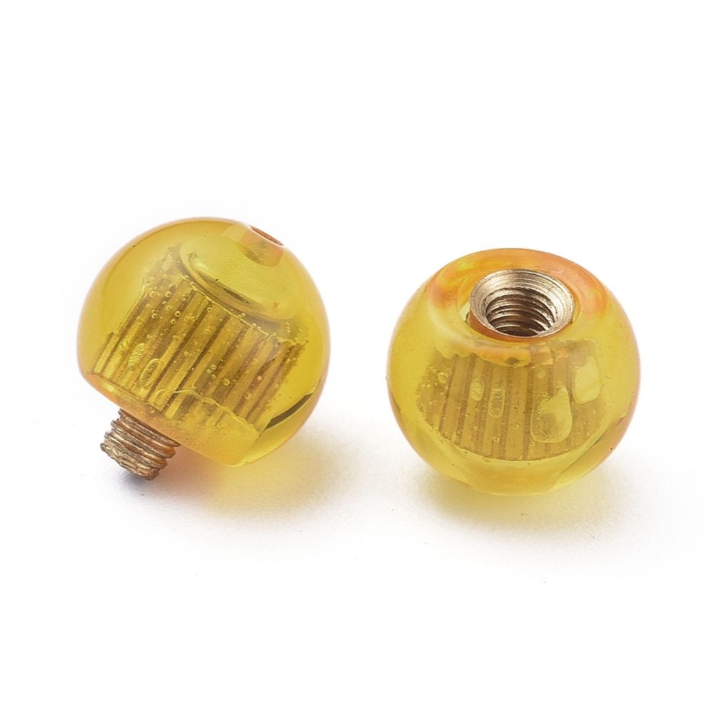Brass Screw Clasps, with Resin & Amber, Compacting Molding/8x13mm