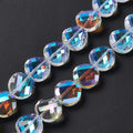 Faceted Glass Beads Strands, Clear, Flat Round, 14x6.5mm, Hole: 1.2mm, about 48~50pcs/strand, 19.29~19.68 inch(49~50cm)