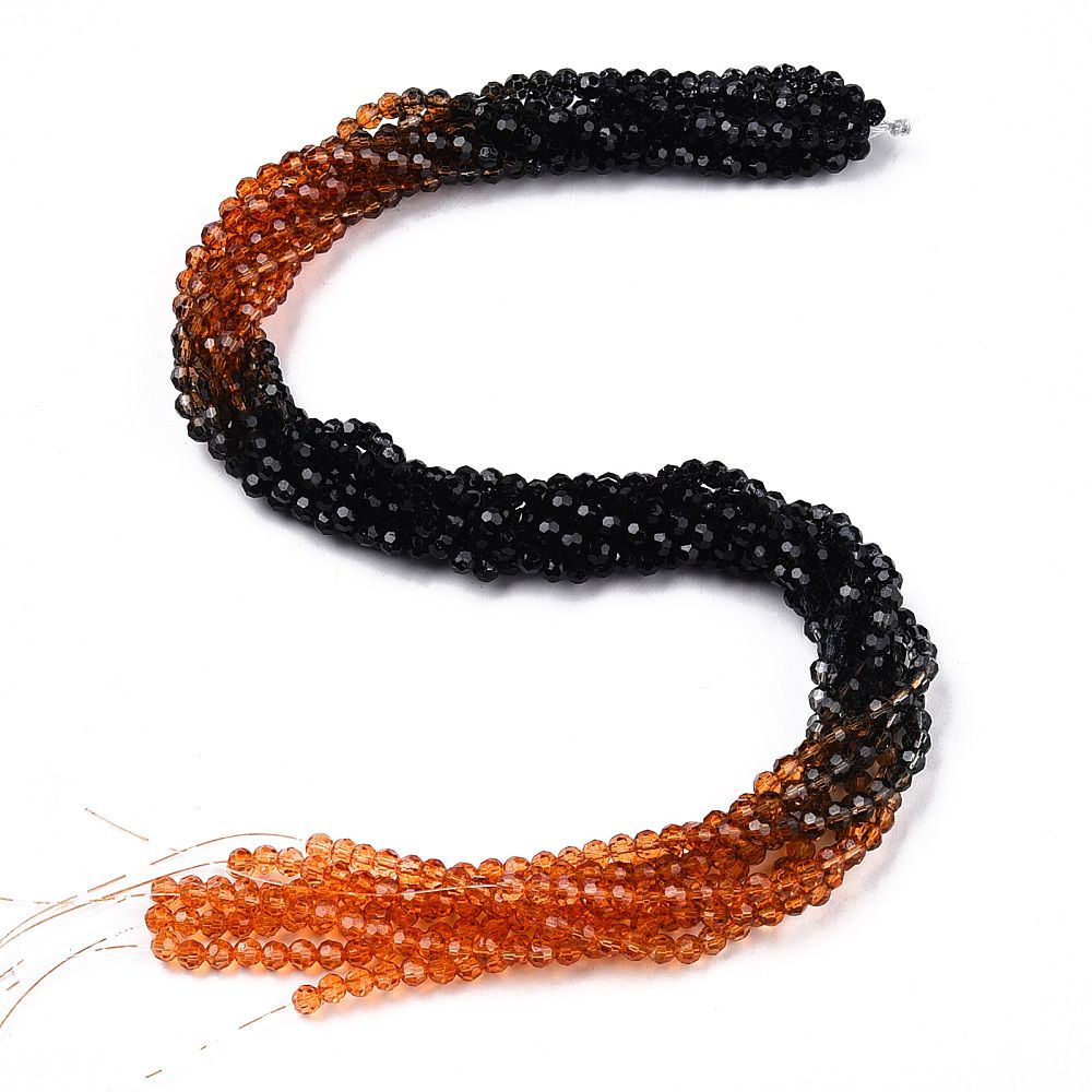 Transparent Glass Beads Strands, Segmented Multi-color Beads, Faceted(32 Facets), Round,  4mm, Hole: 0.8mm, about 85~90pcs/strand, 12.40~12.80 inch(31.5~32.5cm)