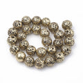 Electroplated Natural Lava Rock Beads Strands, Round, 8~9mm, Hole: 1mm, about 46pcs/strand, 14.76 inch