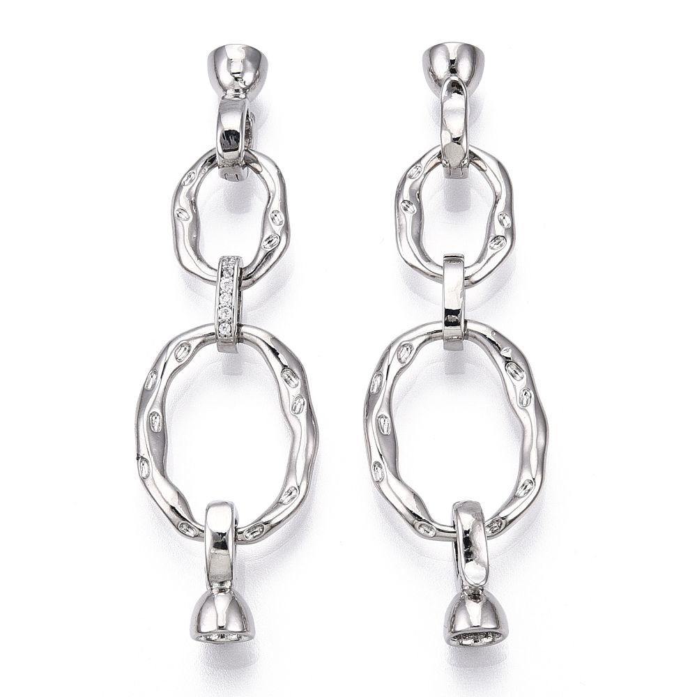 1pcs/Brass Micro Pave Cubic Zirconia Fold Over Clasps, Cadmium Free & Nickel Free & Lead Free, Oval Clasps for Jewelry Making, Real 18K Gold Plated/5cm