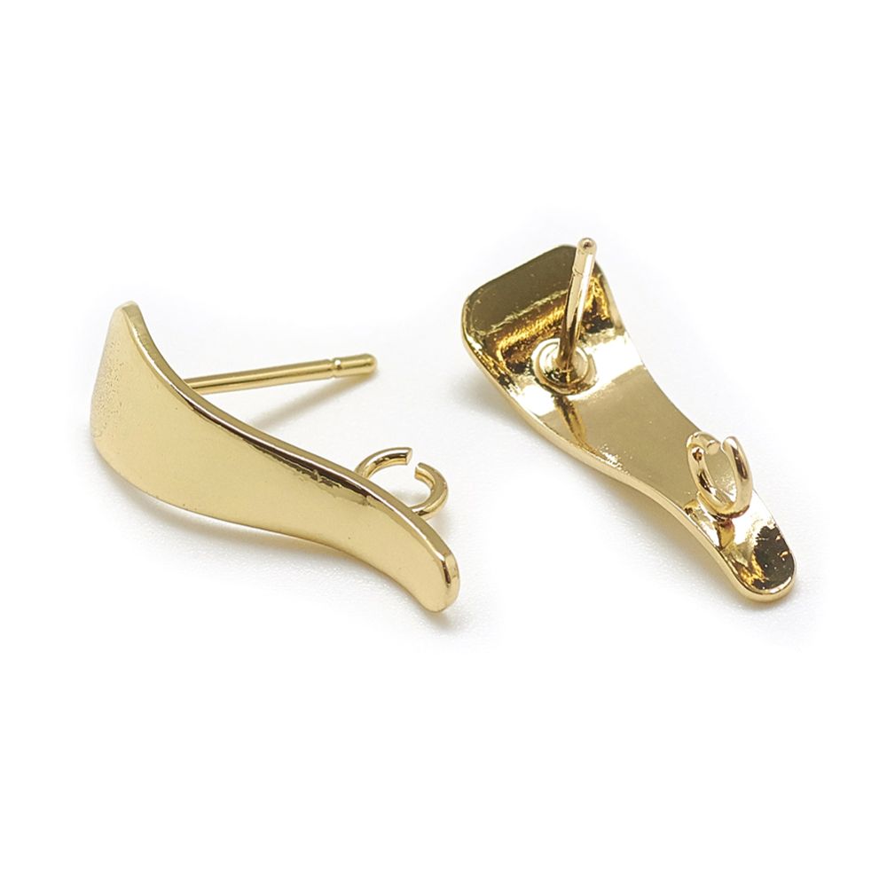 2pcs/Brass Hoop Earring Findings, Real 18K Gold Plated