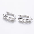 2pcs/Brass Hoop Earring Findings with Latch Back Closure, Nickel Free, with Horizontal Loop, Curb Chain Shaped, Real Platinum Plated