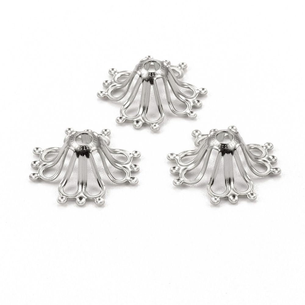 4pcs/304 Stainless Steel Bead Caps/18x6mm