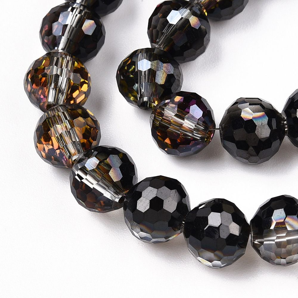 Transparent Electroplate Glass Bead Strands, AB Color Plated, Faceted(96 Facets), Round, Clear AB, 8mm, Hole: 1.4mm, about 68~70pcs/strand, 20.47~21.65 inch(52~55cm)