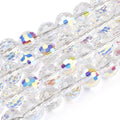 Transparent Electroplate Glass Bead Strands, AB Color Plated, Faceted(96 Facets), Round, Clear AB, 8mm, Hole: 1.4mm, about 68~70pcs/strand, 20.47~21.65 inch(52~55cm)
