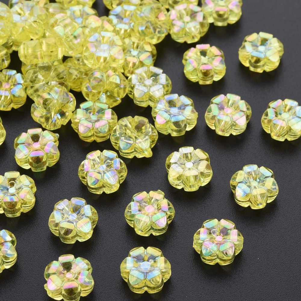 ~30pcs/Transparent Acrylic Beads, AB Color Plated/10x5mm