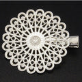 2pcs/Iron Hair Clip, with Brass Flower Tray/38x39~45mm