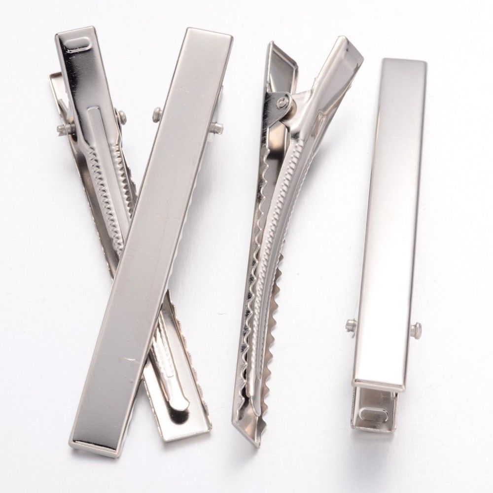 10pcs/Iron Flat Alligator Hair Clip Findings, DIY Hair Accessories Making/77x9mm