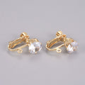 2pcs/Brass Screw On Clip-on Earring Findings, Spiral Ear Clip, For Non-Pierced Ears, with Cubic Zirconia and Loop, Long-Lasting Plated, Real 14K Gold Plated
