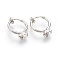 2pcs/Brass Clip-on Hoop Earrings, For Non-pierced Ears, with Brass Spring Findings & Ear Nut, Cadmium Free & Lead Free