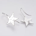 2pcs/Brass Stud Earring Findings, with Loop, Star, Nickel Free, Real Platinum Plated/ 31.5x20mm