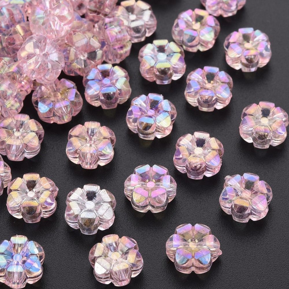 ~30pcs/Transparent Acrylic Beads, AB Color Plated/10x5mm