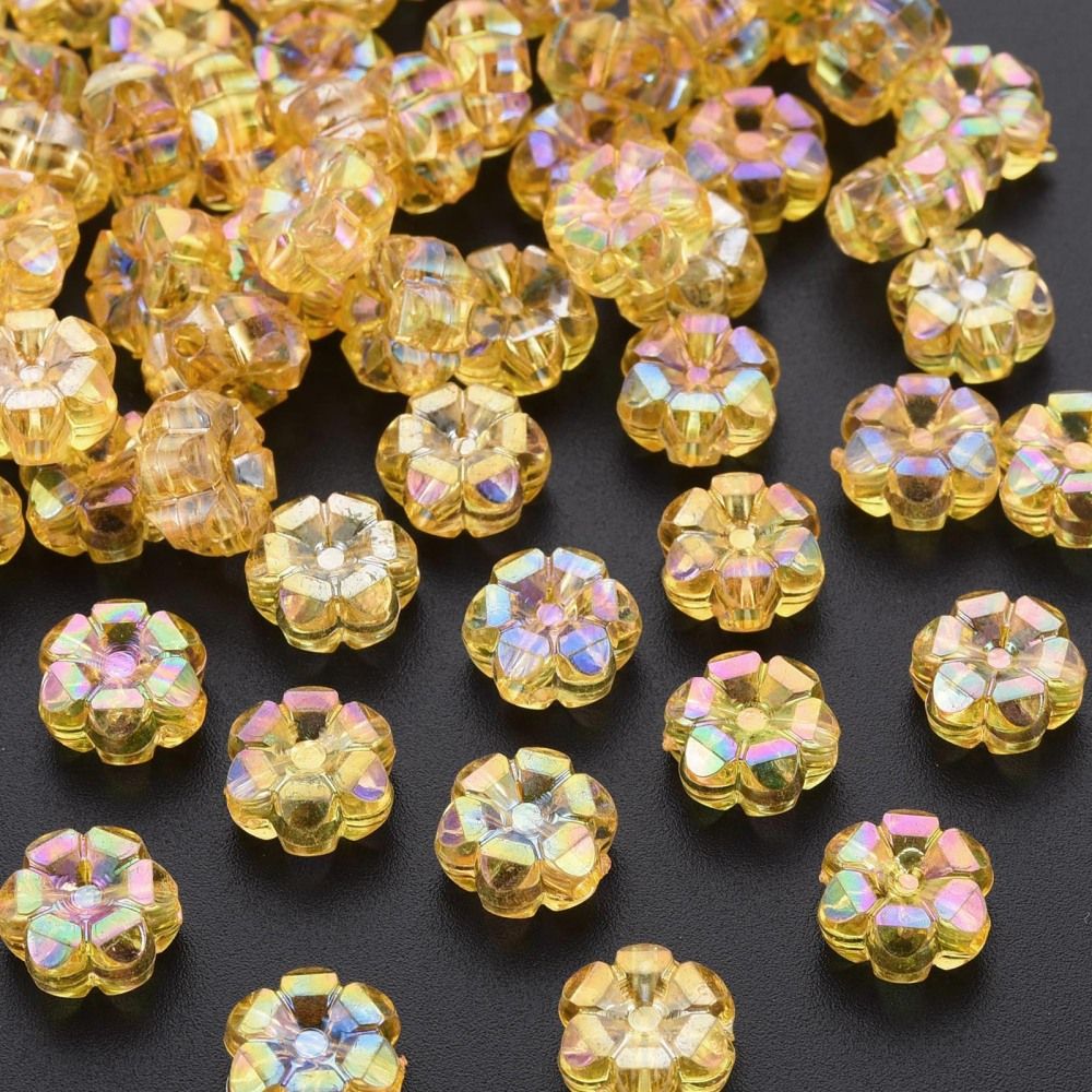 ~30pcs/Transparent Acrylic Beads, AB Color Plated/10x5mm