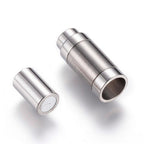 304 Stainless Steel Magnetic Clasps with Glue-in Ends, Frosted/24x9mm