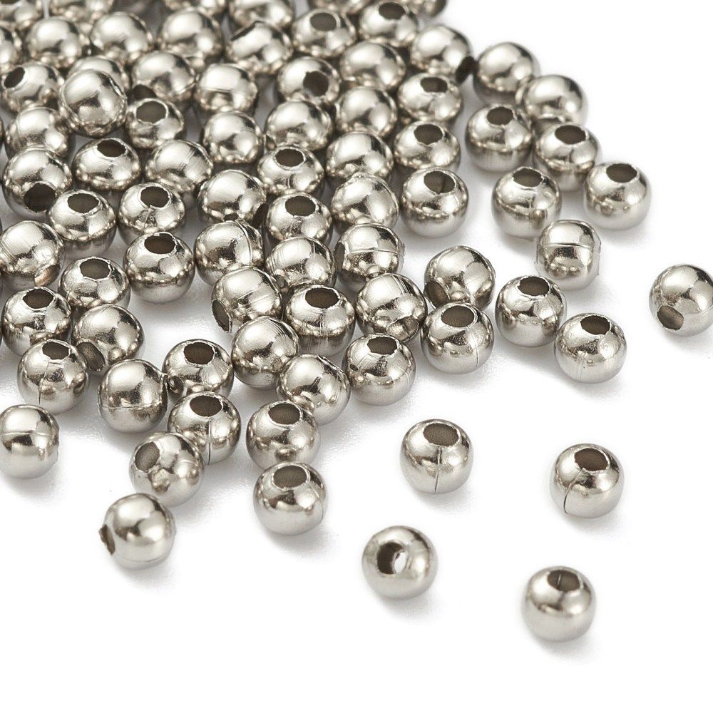 20pcs/304 Stainless Steel Hollow Round Seamed Beads, for Jewelry Craft Making/ 3,5mm