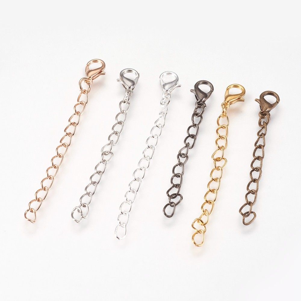 10pcs/Iron Chain Extender, with Alloy Lobster Claw Clasps, Rack Plating, Mixed Color