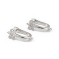 2pcs/Brass Flower Hoop Earring Findings, Latch Back with Clear Cubic Zirconia, Lead Free & Cadmium Free