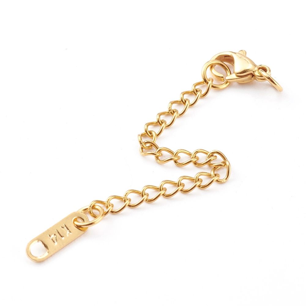 2pcs/304 Stainless Steel Chain Extender, with Lobster Claw Clasps and Bead Tips