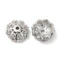 2pcs/Brass Micro Pave Cubic Zirconia Bead Caps/ 11x4mm