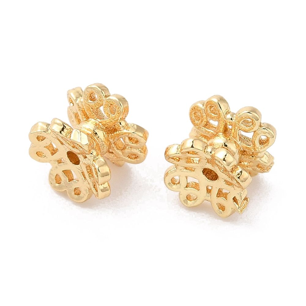 2pcs/Brass Beads, Cadmium Free & Nickel Free & Lead Free, Chinese Knot, Real 18K Gold Plated/5,5x4,5mm