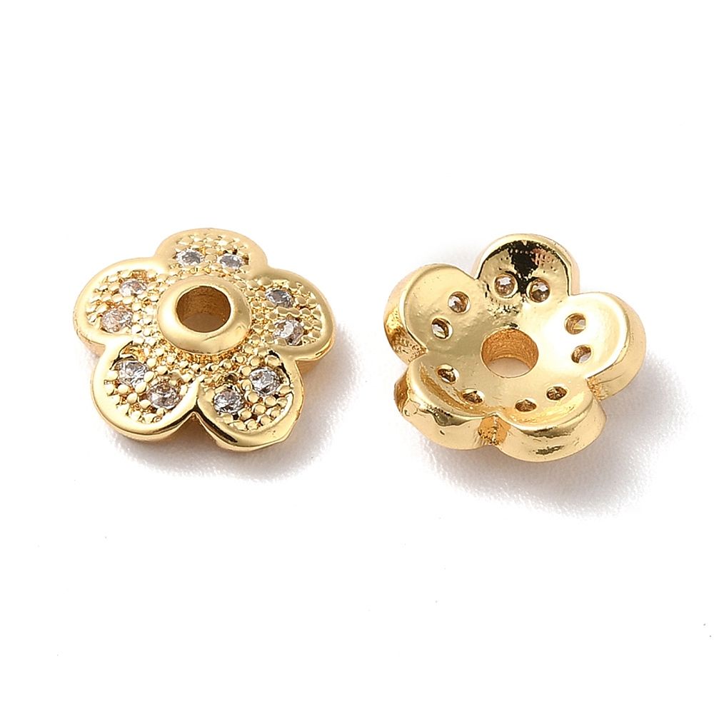 2pcs/Brass Micro Pave Cubic Zirconia Bead Caps/ 8,5mm