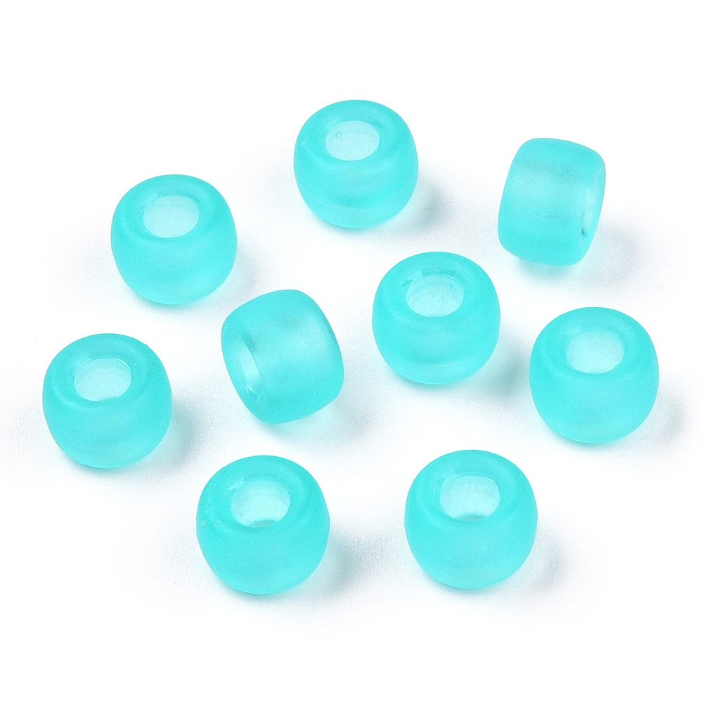 ~39pcsTransparent Plastic Beads, Frosted/ 9x6mm