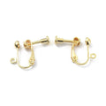 2pcs/Brass Clip-on Earring Findings, Screw Non Pierced Earring Converter, with Loops, Real 18K Gold Plated