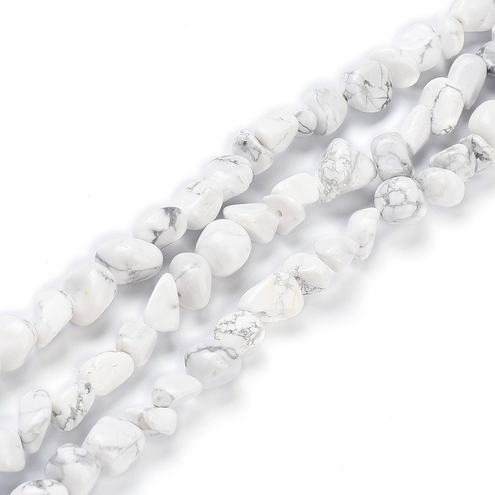 Natural Howlite Beads Strands, Nuggets, 5.5~15x7.5~9x6~7.5mm, Hole: 0.9mm, about 40~44pcs/strand, 14.76''~15.35''(37.5~39cm)