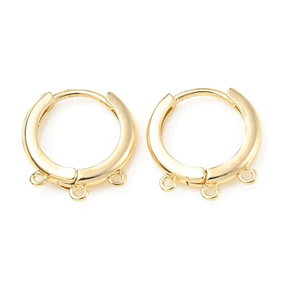 2pcs/Brass Hoop Earring Findings, Cadmium Free & Nickel Free & Lead Free/17.5x16x2.5mm