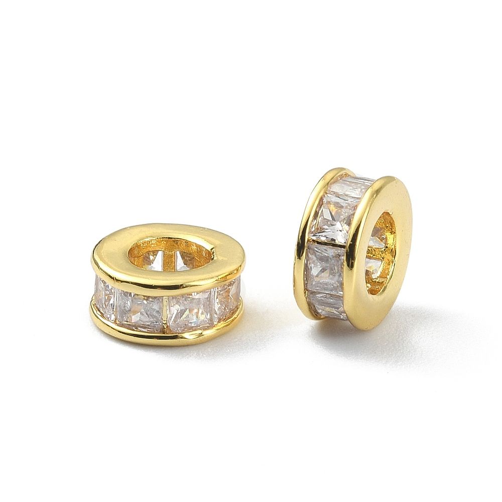 2pcs/Hollow Brass Beads, Cadmium Free & Nickel Free & Lead Free, Round, Real 18K Gold Plated/8x3.5mm