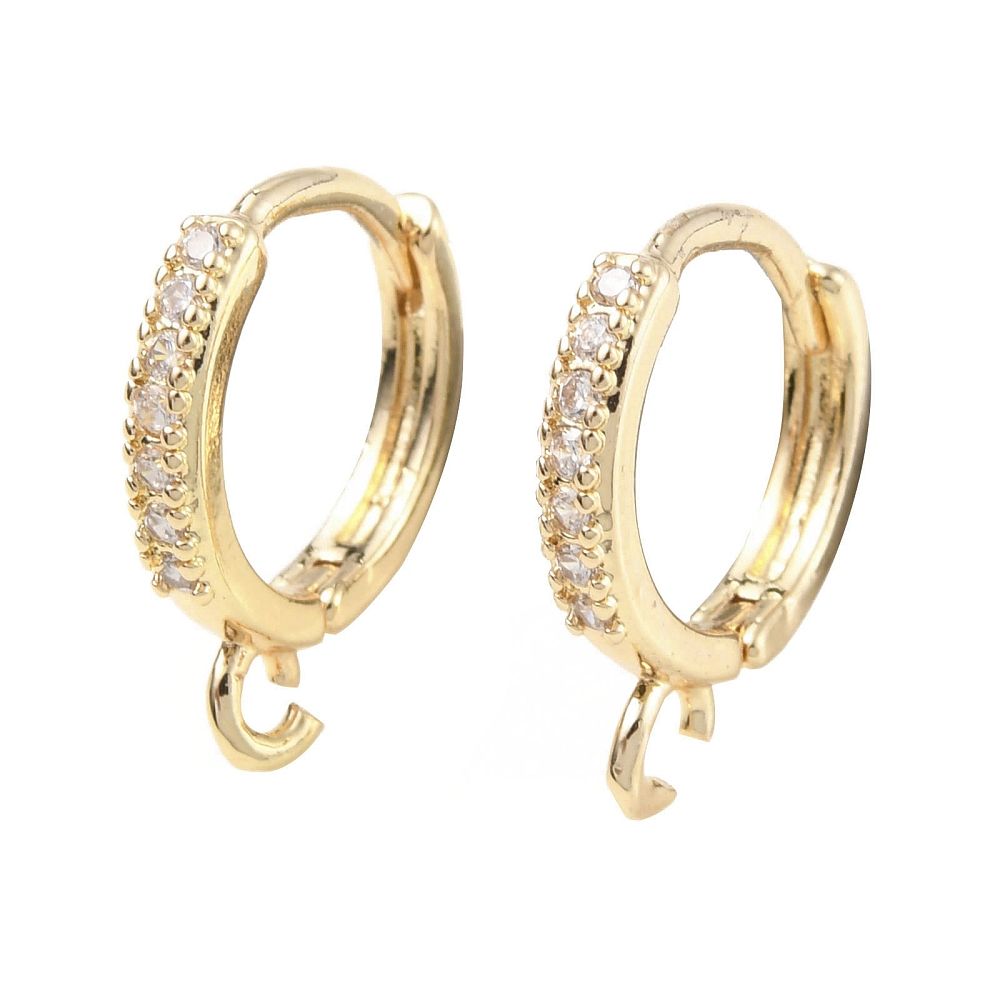 2pcs/Brass Micro Pave Cubic Zirconia Earring Hooks/ 14x12x2mm