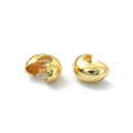 10pcs/Brass Crimp Beads Covers, Real 18K Gold Plated/3x2.5mm