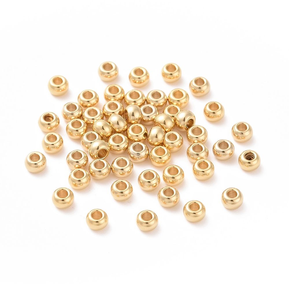 10pcs/304 Stainless Steel Beads, Round, Real 24k Gold Plated/ 6mm