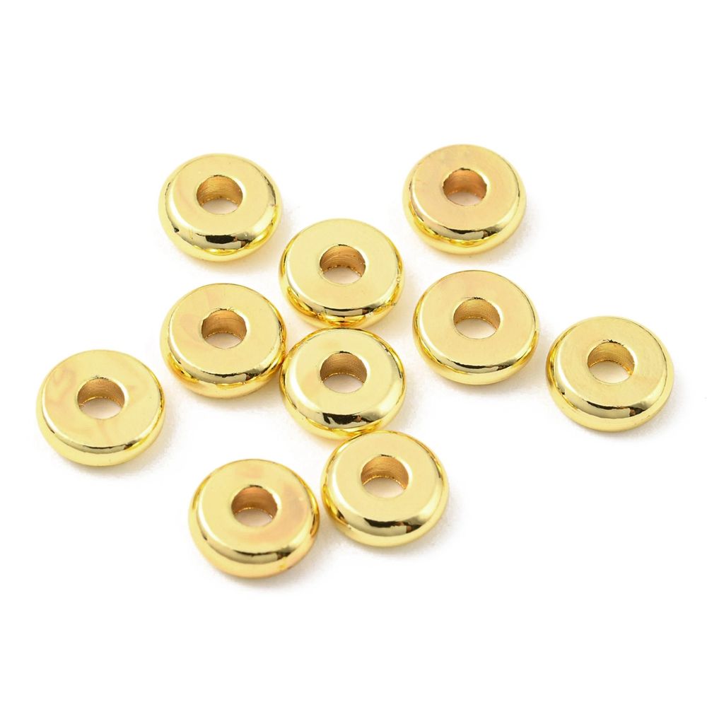 10pcs/Brass Beads, Cadmium Free & Lead Free, Long-Lasting Plated/6x2mm