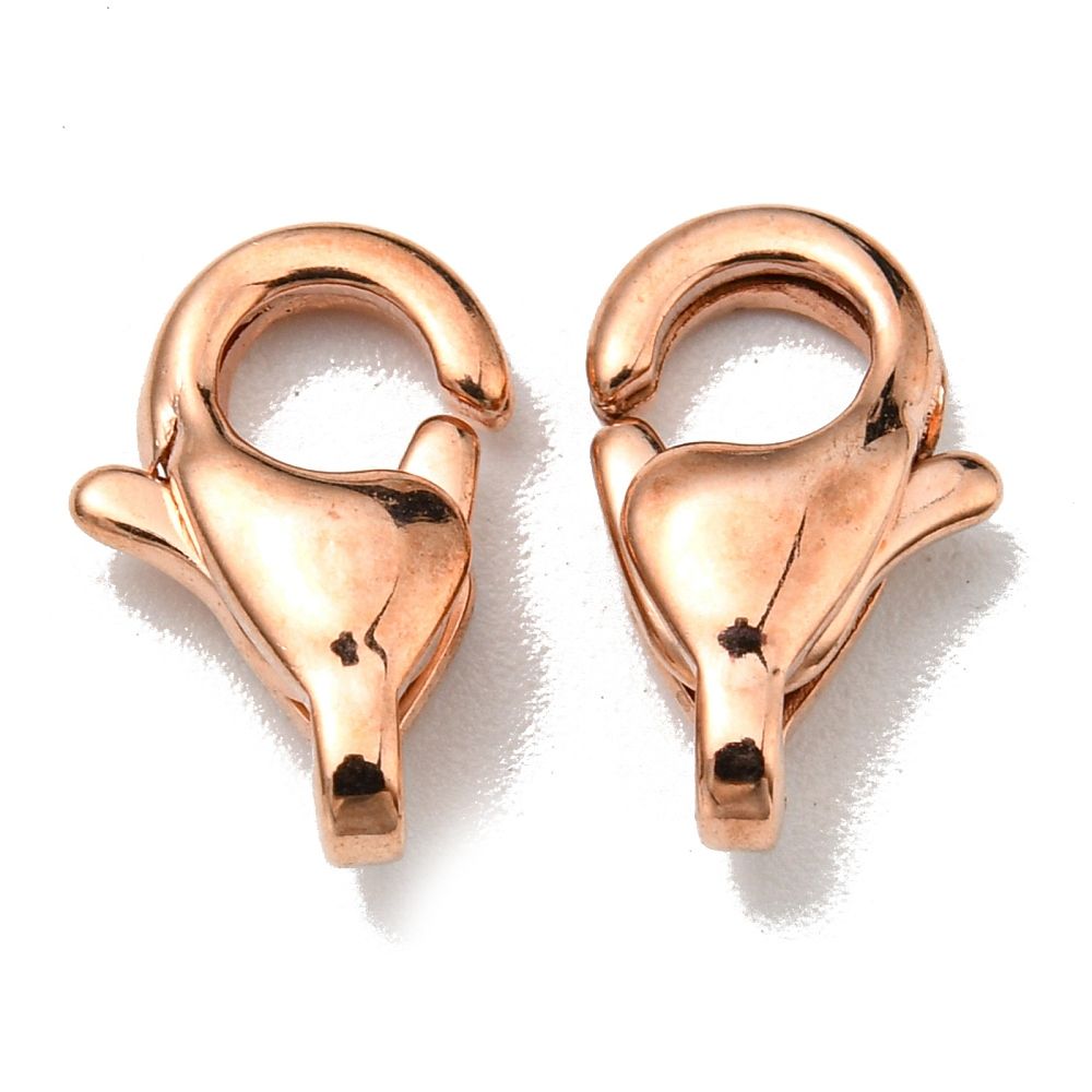 2pcs/316 Stainless Steel Lobster Claw Clasps, Grade A, Rose Gold/ 11x7mm