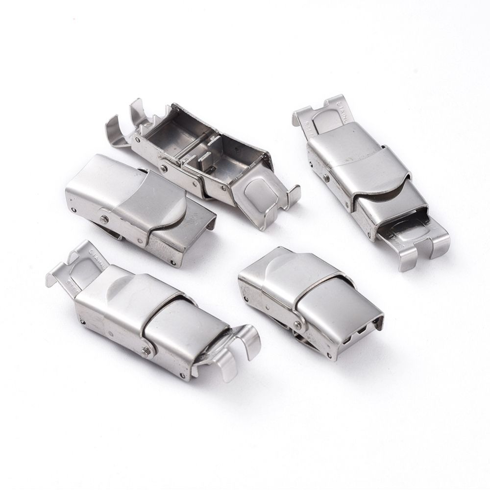 1pcs/201 Stainless Steel Watch Band Clasps, with Three or Four Sawtooth/ 26x13x6mm