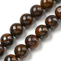 Natural Yellow Tiger Iron Beads Strands, 15.28~15.35 inch(38.8~39cm)