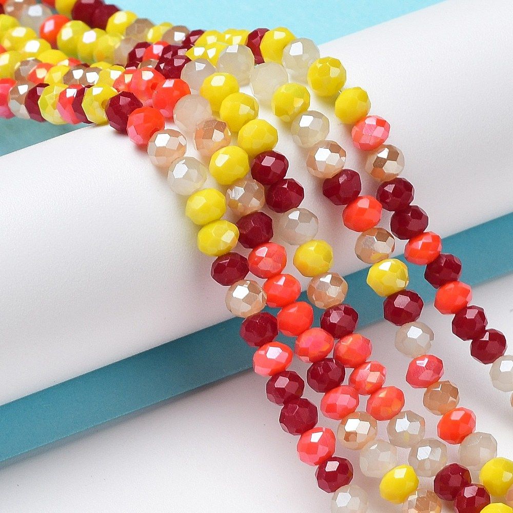 Glass Beads Strands, Faceted, Rondelle, 4~4.5x3.5mm, Hole: 1mm, about 105~110pcs/strand, 38~39cm