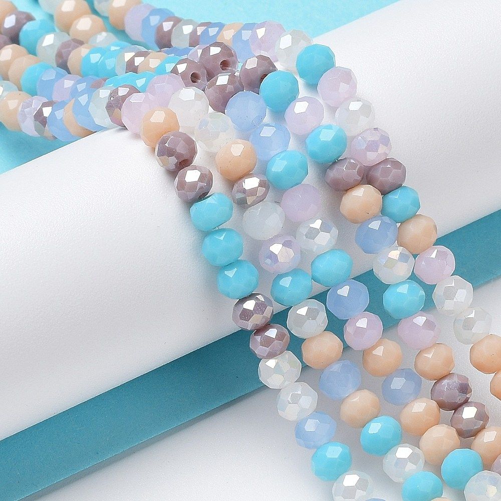 Glass Beads Strands, Faceted, Rondelle, 4~4.5x3.5mm, Hole: 1mm, about 105~110pcs/strand, 38~39cm