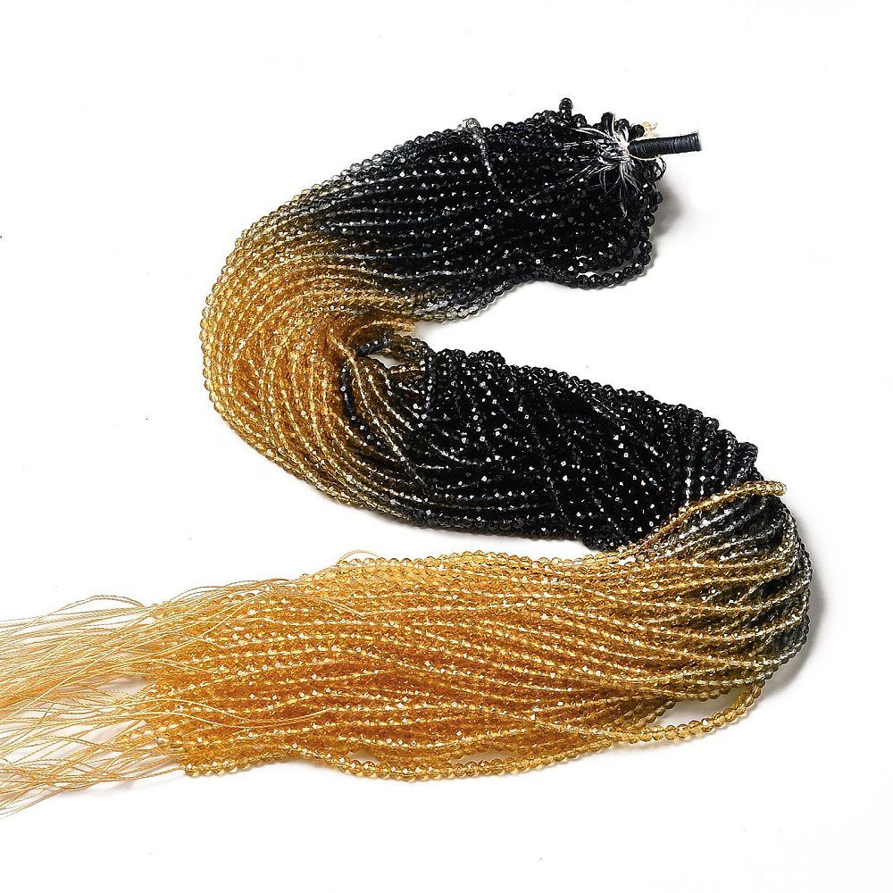 Transparent Gradient Color Glass Beads Strands, Faceted Round, 3x2.8mm, Hole: 0.9mm, about 123pcs/strand, 14.53''(36.9cm)