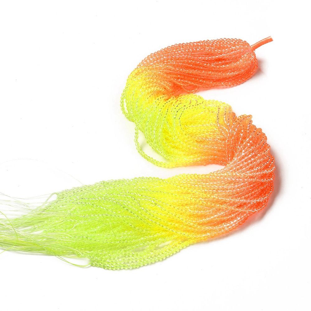 Transparent Gradient Color Glass Beads Strands, Faceted Round, 3x2.8mm, Hole: 0.9mm, about 123pcs/strand, 14.53''(36.9cm)
