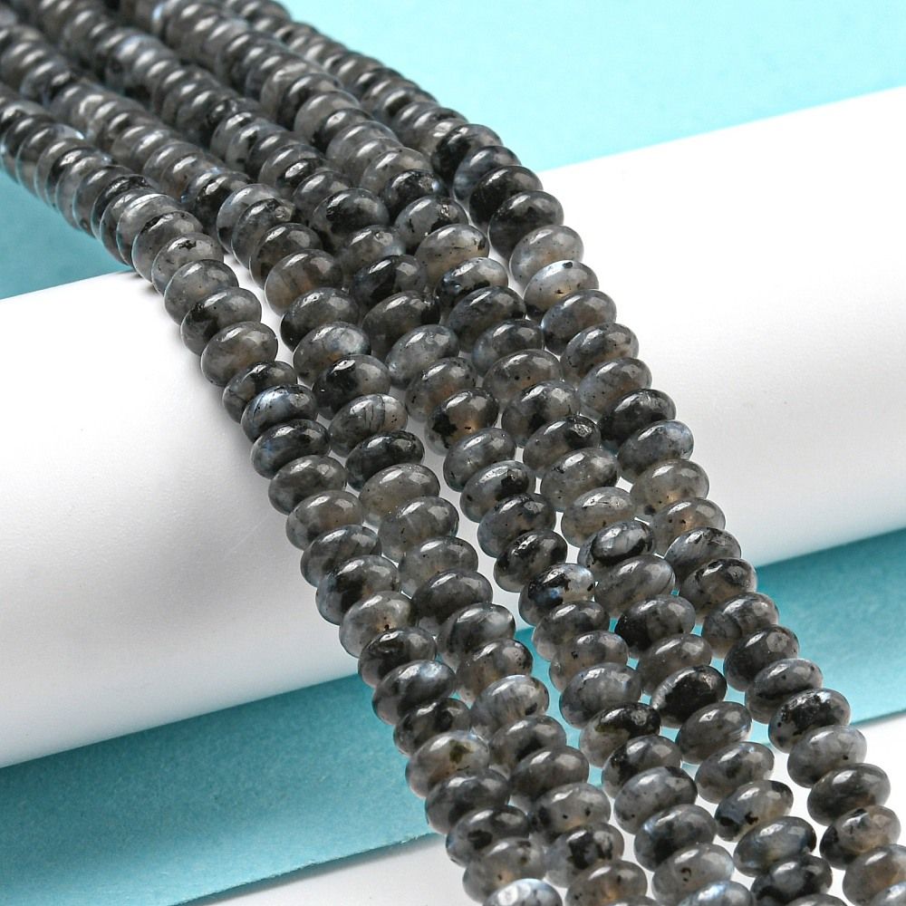 Natural Larvikite Beads Strands, Rondelle, 4~4.5x2~2.5mm, Hole: 1.2mm, about 155~163pcs/strand, 15.24''~15.31''(38.7~38.9cm)
