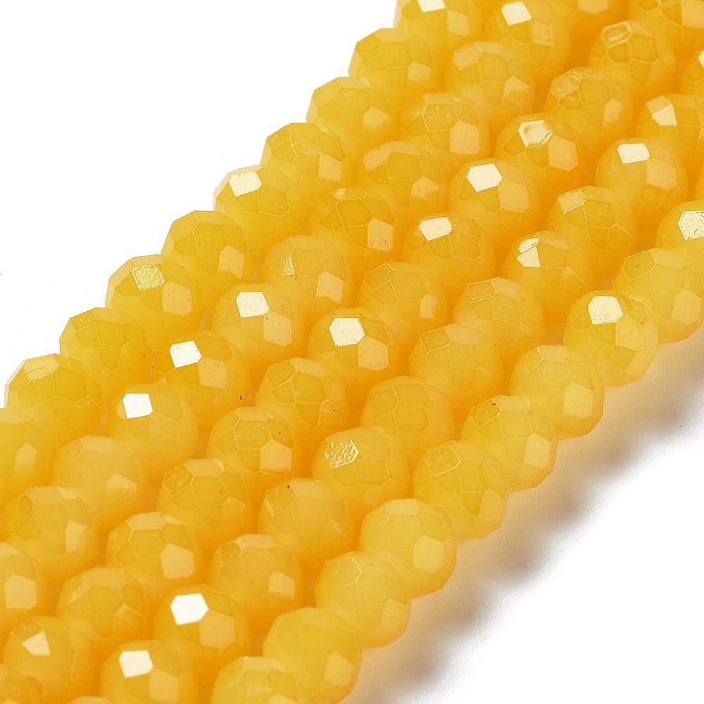 Baking Paint Imitation Jade Glass Bead Strands, Faceted Rondelle, 6x5mm, Hole: 1.2mm, about 80~85pcs/strand, 38~40cm