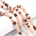 Handmade Polymer Clay Beads Strands, for DIY Jewelry Crafts Supplies, Flat Round, Saddle Brown, 6~7x3mm, Hole: 1.5mm, about 113~116pcs/strand, 15.55 inch~16.14 inch(39.5~41cm)