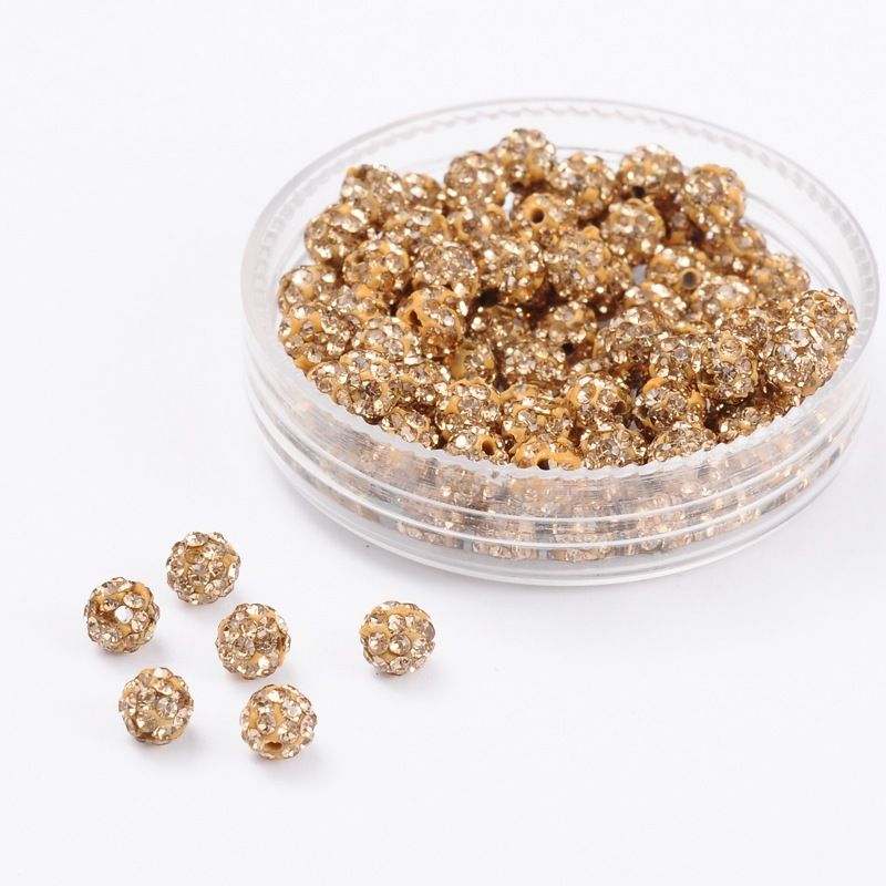 4pcs/Polymer Clay Rhinestone Beads, Pave Disco Ball Beads, Grade A, Round