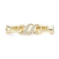 Rack Plating Brass Micro Pave Clear Cubic Zirconia Fold Over Clasp/8.5x18.5x2.5mm